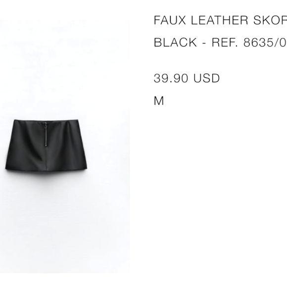 NWT Zara FAUX LEATHER SKORT - Picture 1 of 5